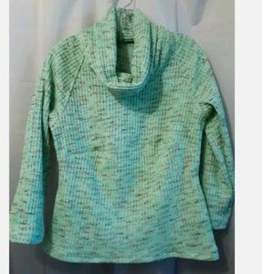 MARLED Rib Cowl Sweater Top L Mint Green Speckled Raglan long slv Acrylic blend